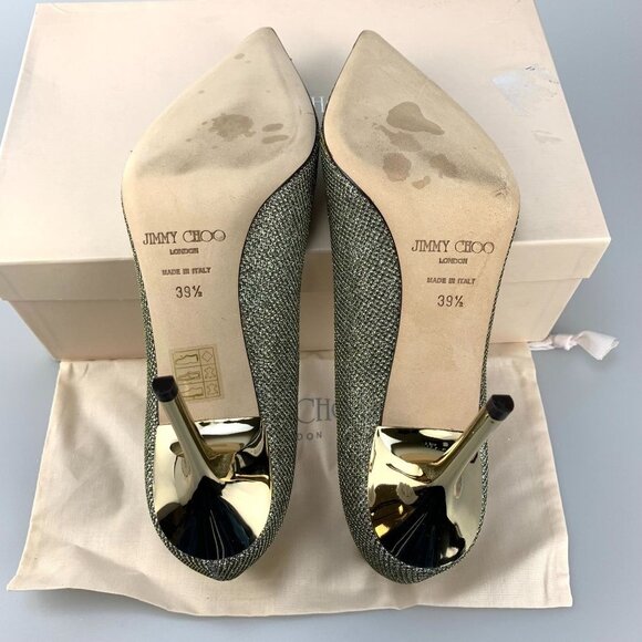 NIB Jimmy Choo Agnes Light Bronze Glitter Pumps Size 39.5 - Picture 9 of 11